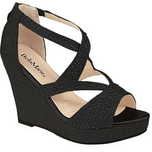 Black wedge sandals